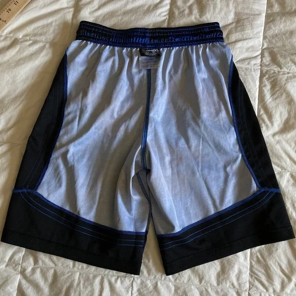 And1 Mens Small Basketball Shorts Silky Shiny Dazzle Blue Black Geometric Pocket - Picture 7 of 14